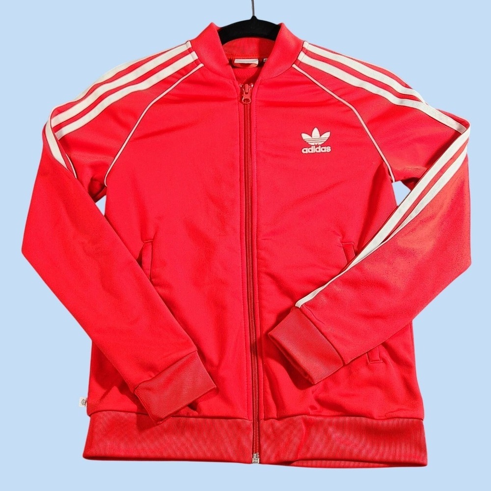 Adidas Originals Adicolor SST Track Jacket Vivid Red 3 Stripes Size Youth Medium